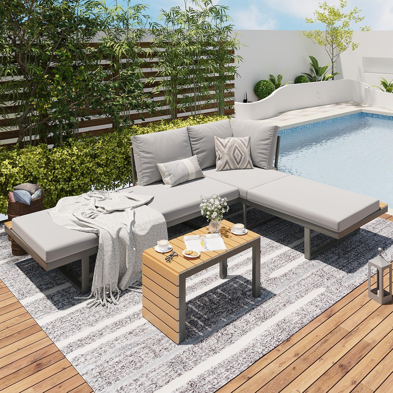 YODOLLA 4 Piece Metal Patio Furniture Set