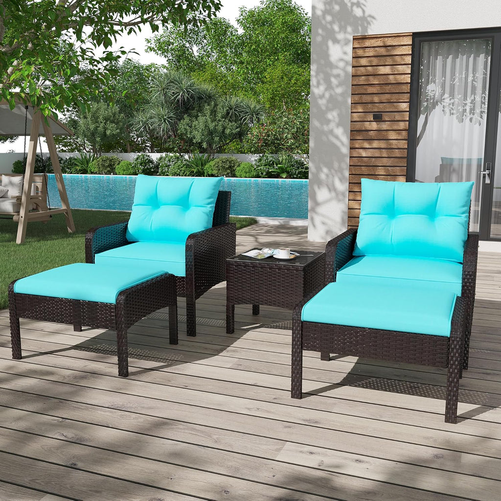 YODOLLA Outdoor 5 Pieces Patio Furniture Set, Bluebest