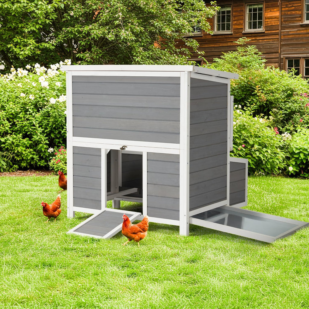 YODOLLA Chicken Coop, 40" Large Wooden Chicken Hutch with 3 Lockable Nesting Boxes