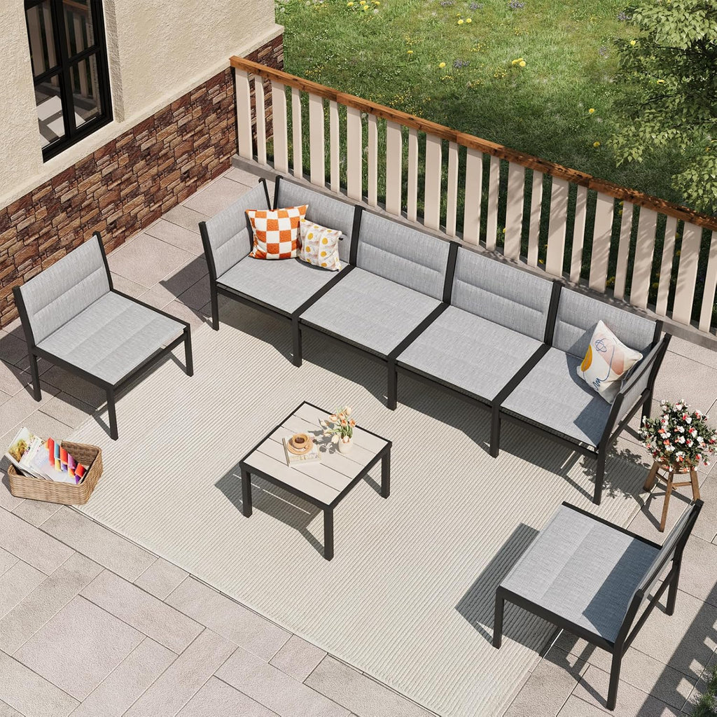 YODOLLA 7-Pc Sectional Patio Set Textilene Fabric, Dark Greybest