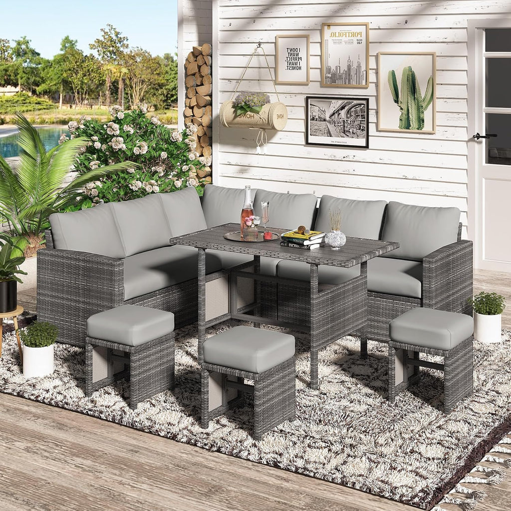 YODOLLA 7 Pieces Outdoor Wicker Rattan Furniture Set, Graybest