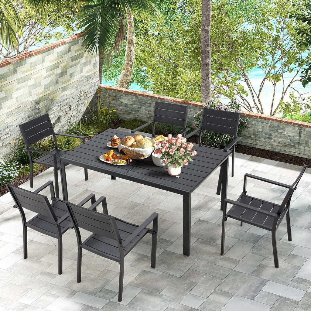 YODOLLA 7-Piece Aluminum Patio Table and Chairs Set