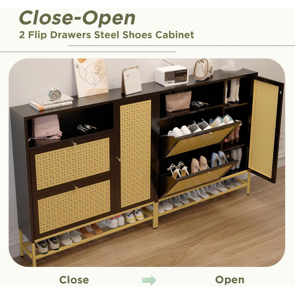 YODOLLA Shoe Storage Cabinet with 2 Flip Drawers Hidden Shoe Organizerbest