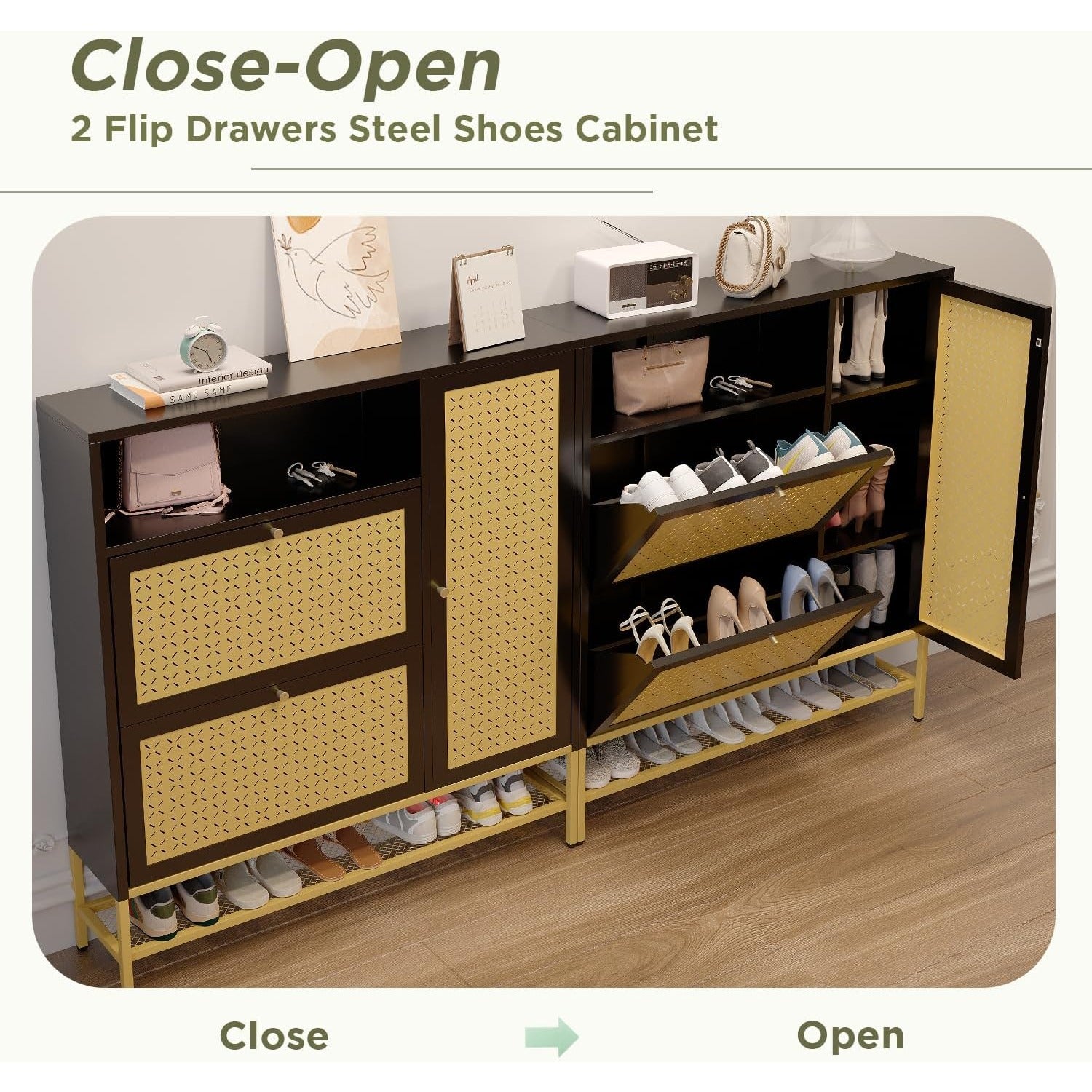 YODOLLA Shoe Storage Cabinet with 2 Flip Drawers Hidden Shoe Organizerbest