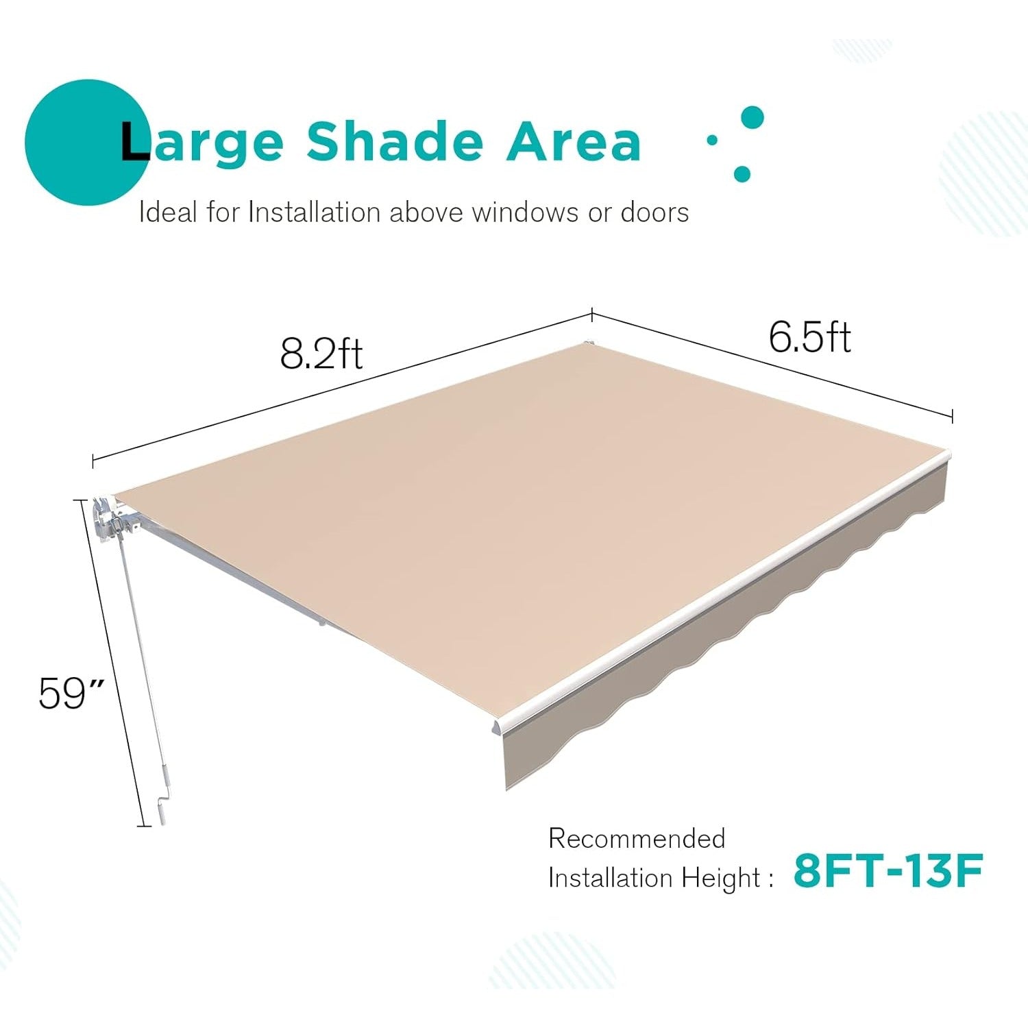 YODOLLA 8.2'×6.5' Manual Retractable Awning Sun Shade