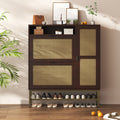 YODOLLA Rattan Shoe Cabinet with 3 Flip Drawers, Brownbest