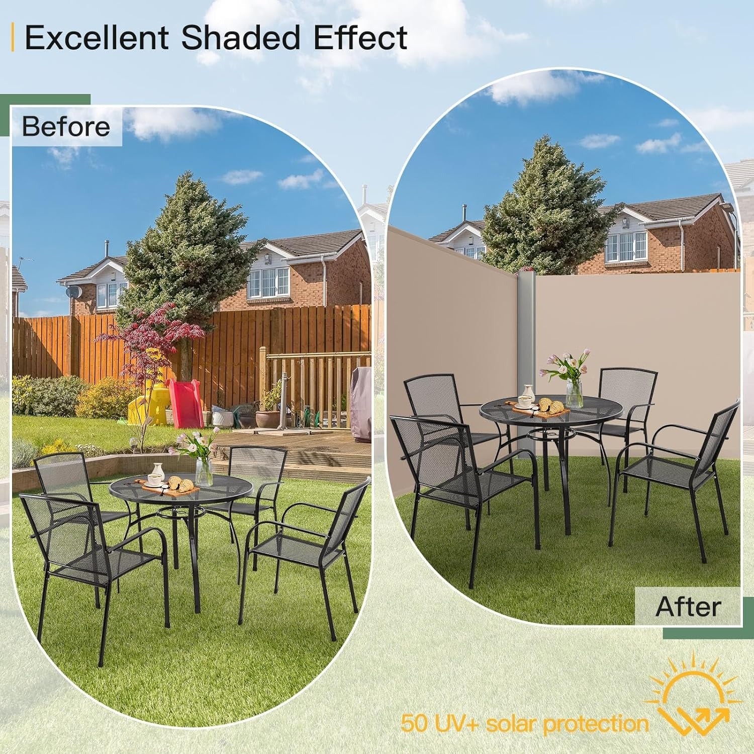 YODOLLA 236" x 63" Splashproof Retractable Side Awning, Beige