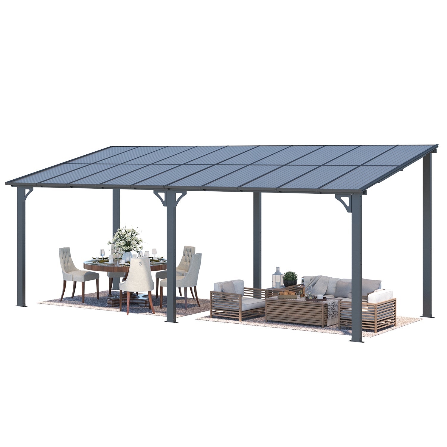 YODOLLA 20' x 8' Gazebo Outdoor Pergola, Dark Grey
