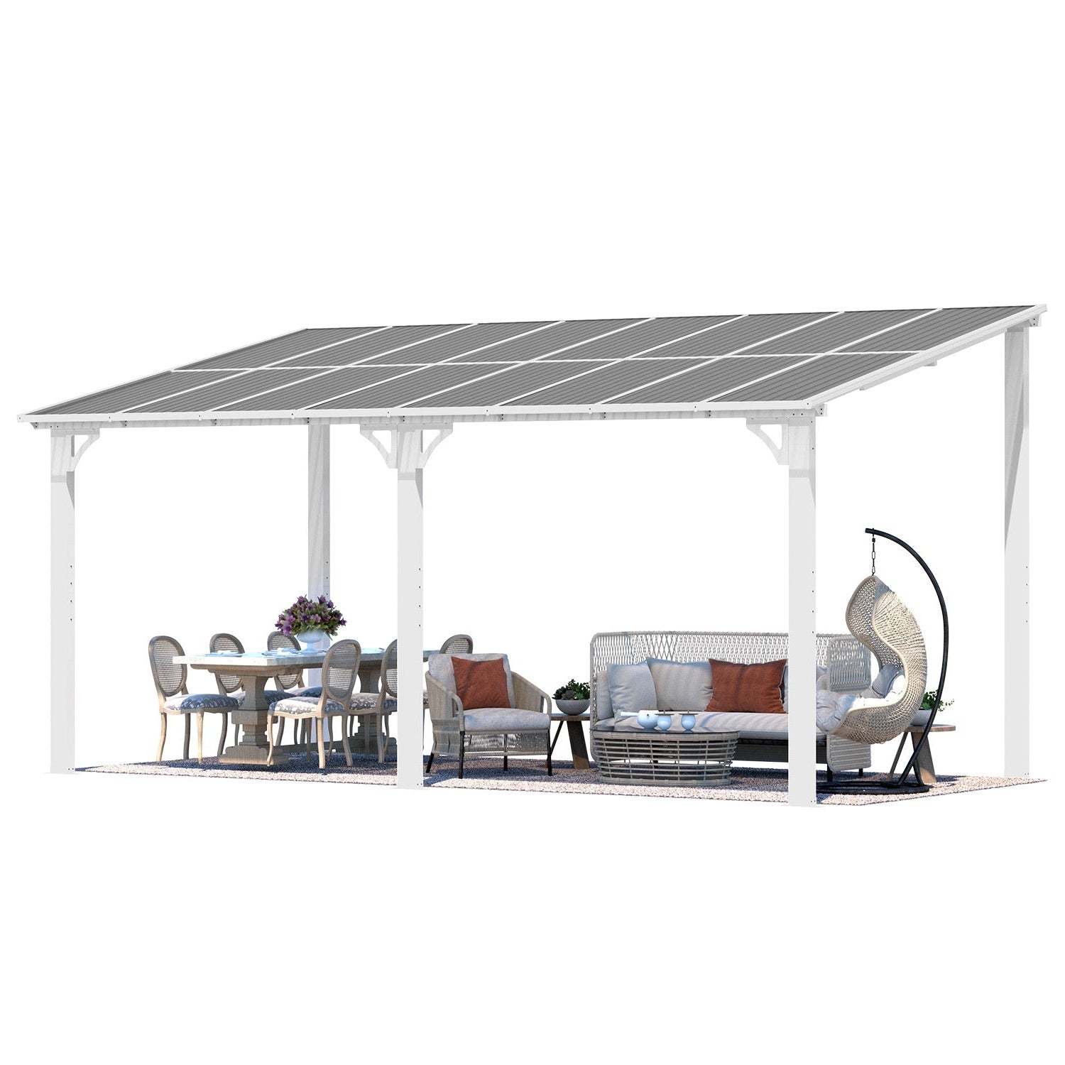 YODOLLA 16'x8' Wall Mounted Gazebos Pergola, White