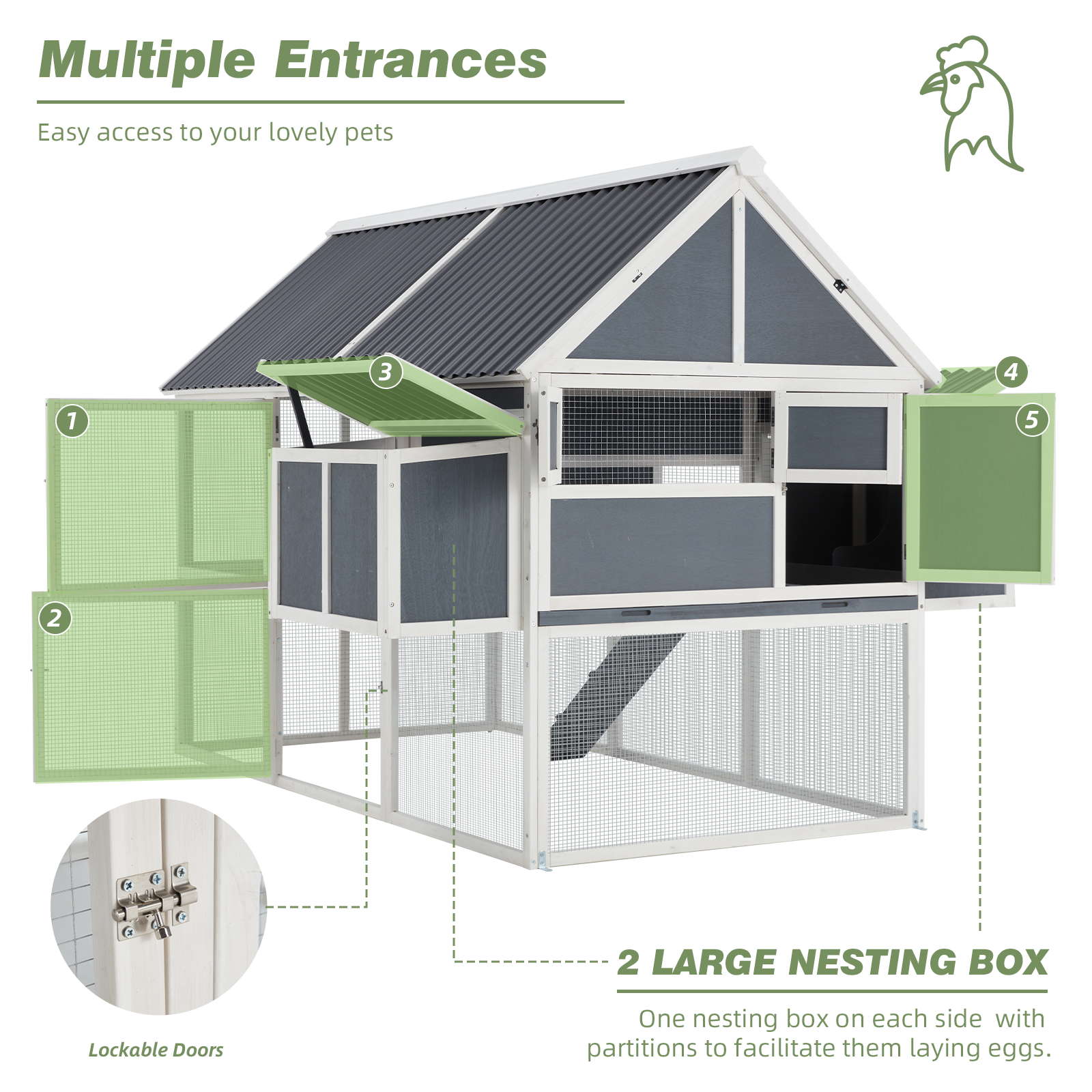 YODOLLA 84" Large Wooden Chicken Coop for 8-10 Chickens