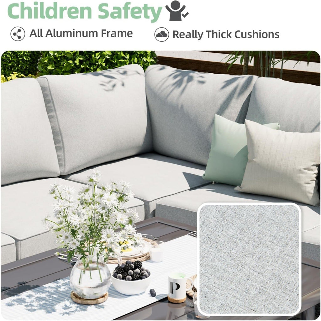 YODOLLA Outdoor Conversation Table and Chair Sets for Lawn Furniture Set, Grey