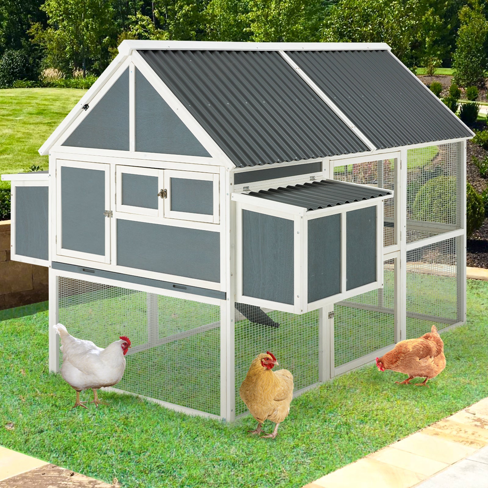 YODOLLA 84" Large Wooden Chicken Coop for 8-10 Chickens