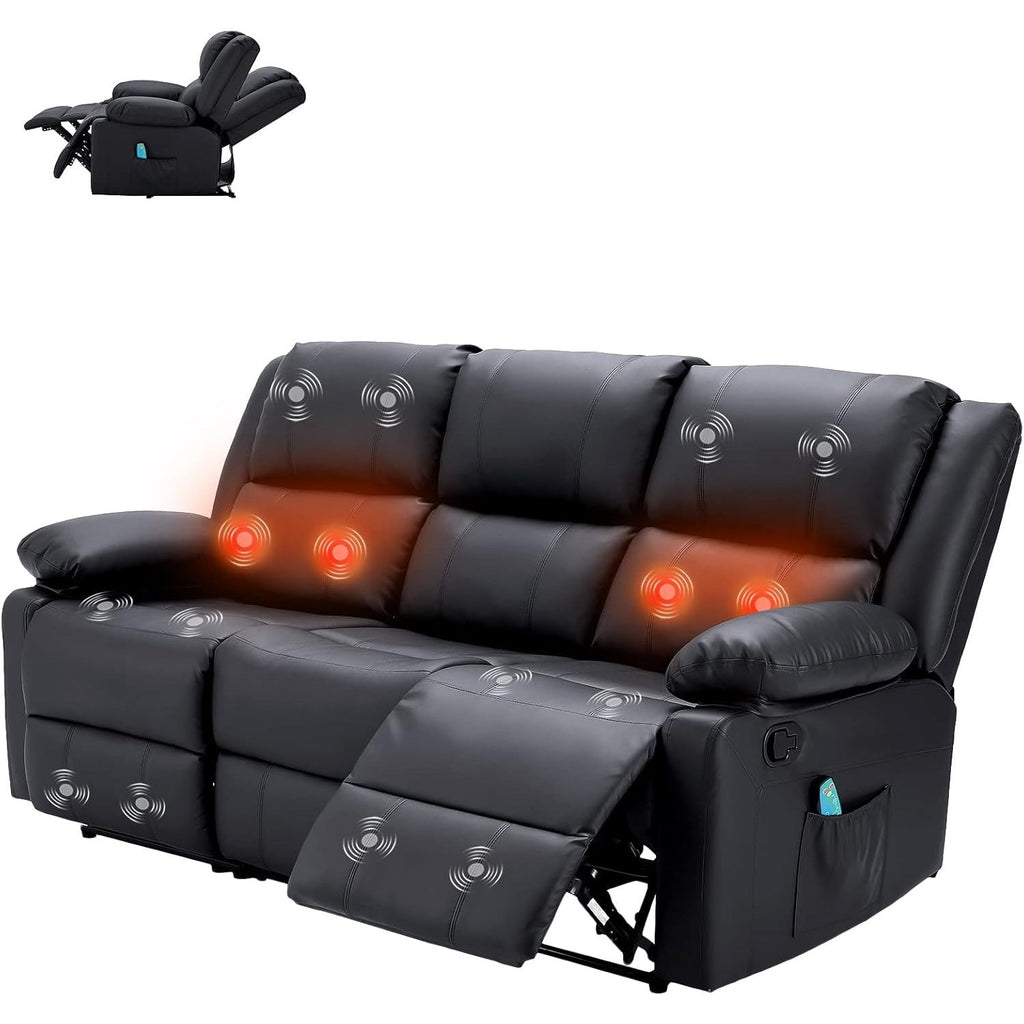 YODOLLA Reclining Sofa 3-Seater Couch, Blackbest