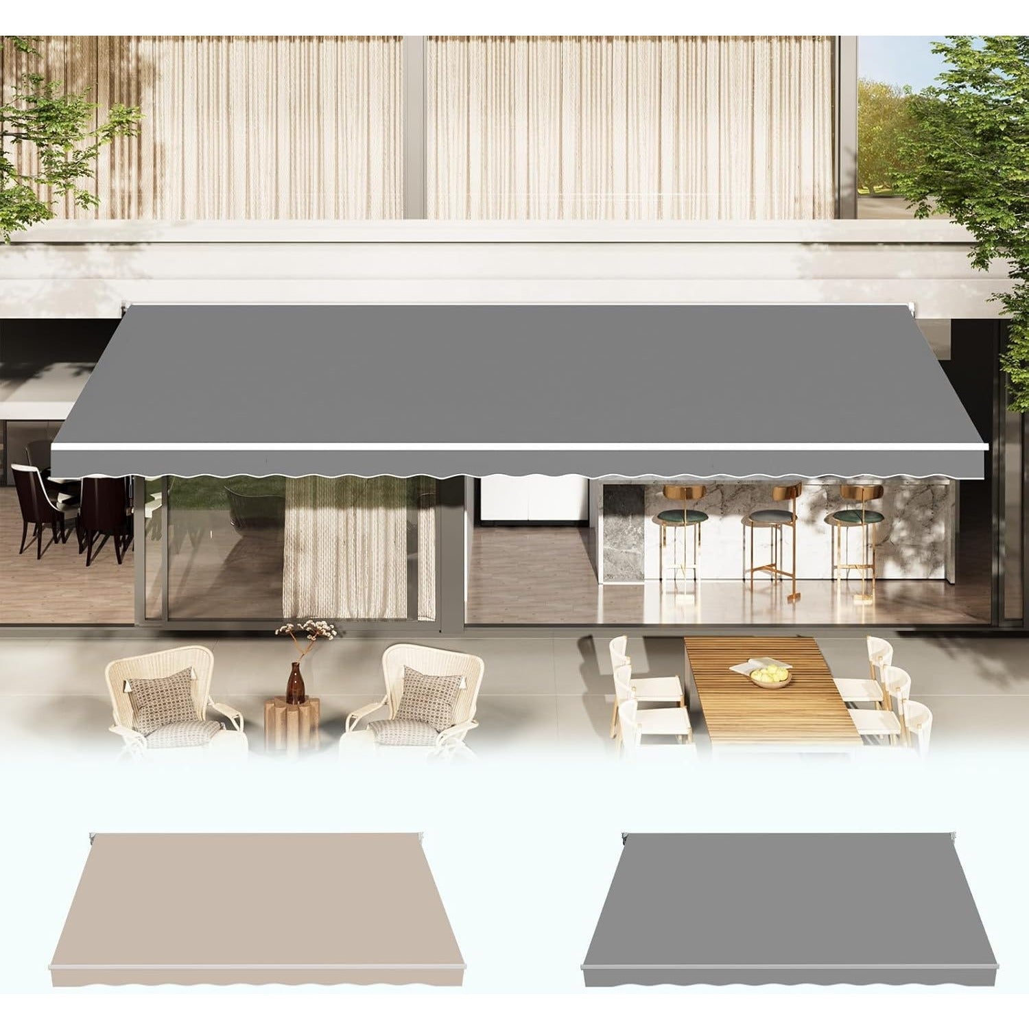 YODOLLA 8.2x6.5FT Retractable Awning Replacement Sunshade Canopy