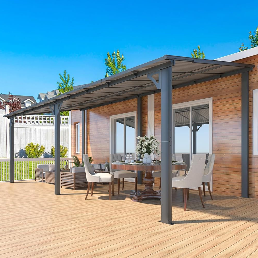 YODOLLA 20' x 8' Gazebo Outdoor Pergola, Dark Grey