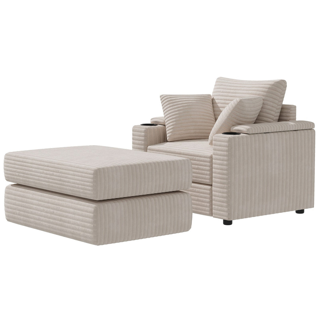 YODOLLA Chaise Lounge Chair Indoor, Oversized Sleeper Chair with Ottoman, Comfy Reading Sofa Armchairbest