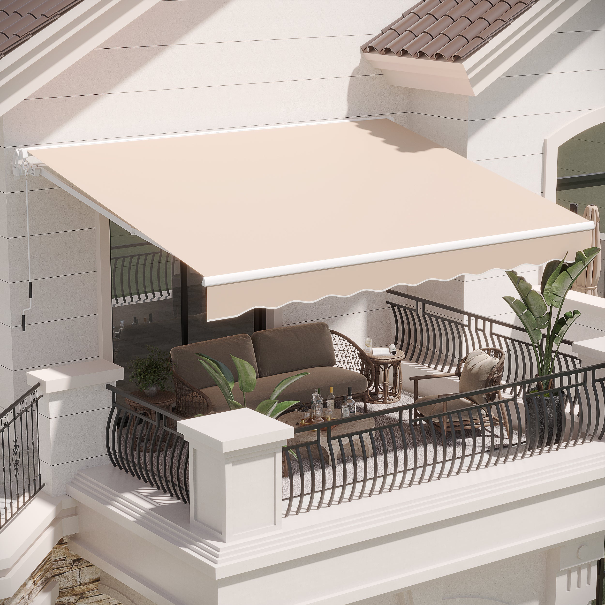 YODOLLA 13'×10' Manual Retractable Awning Sun Shade Patio