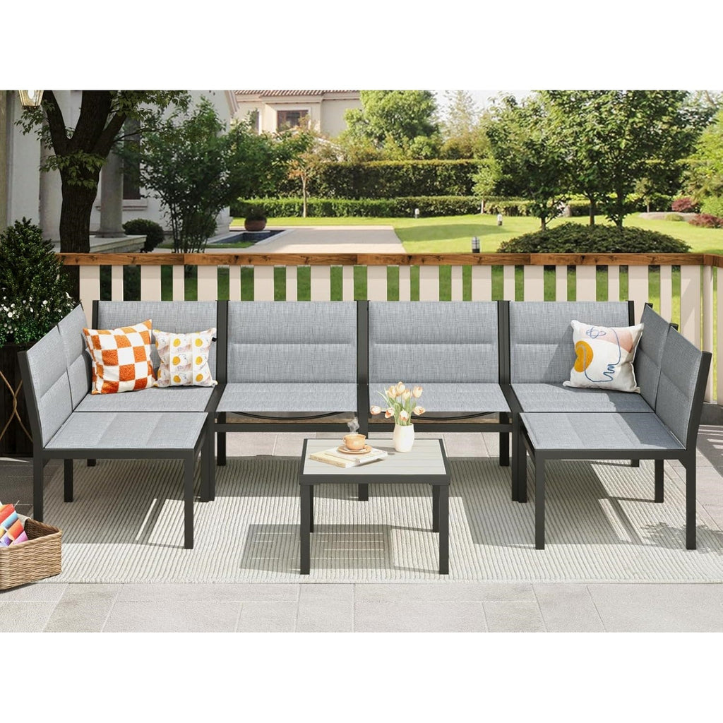 YODOLLA 7-Pc Sectional Patio Set Textilene Fabric, Dark Greybest