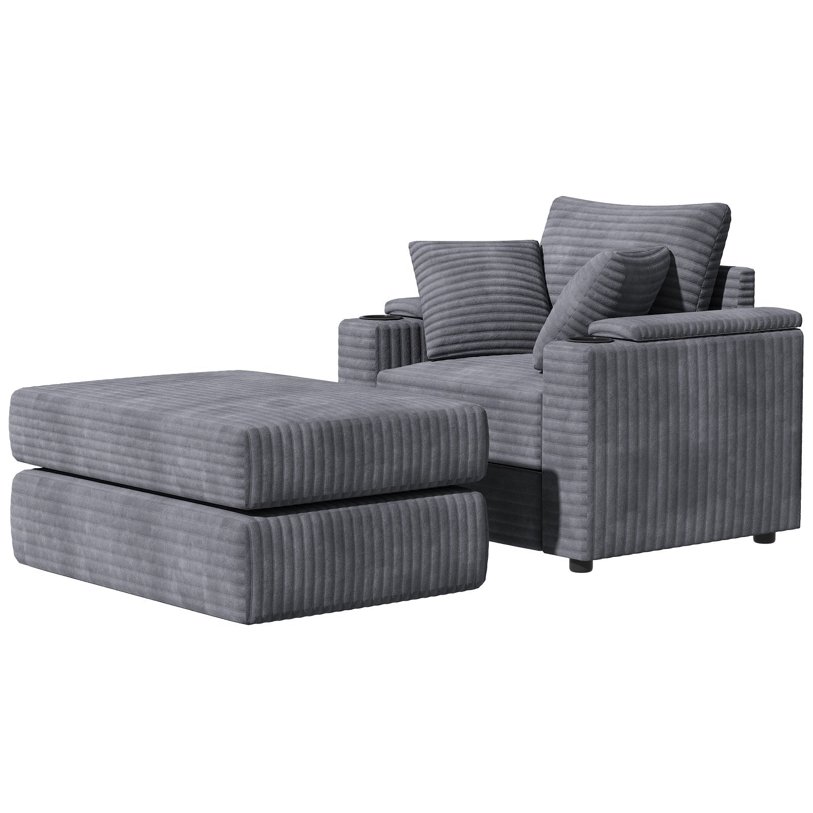 YODOLLA Chaise Lounge Chair Indoor, Oversized Sleeper Chair with Ottoman, Comfy Reading Sofa Armchairbest