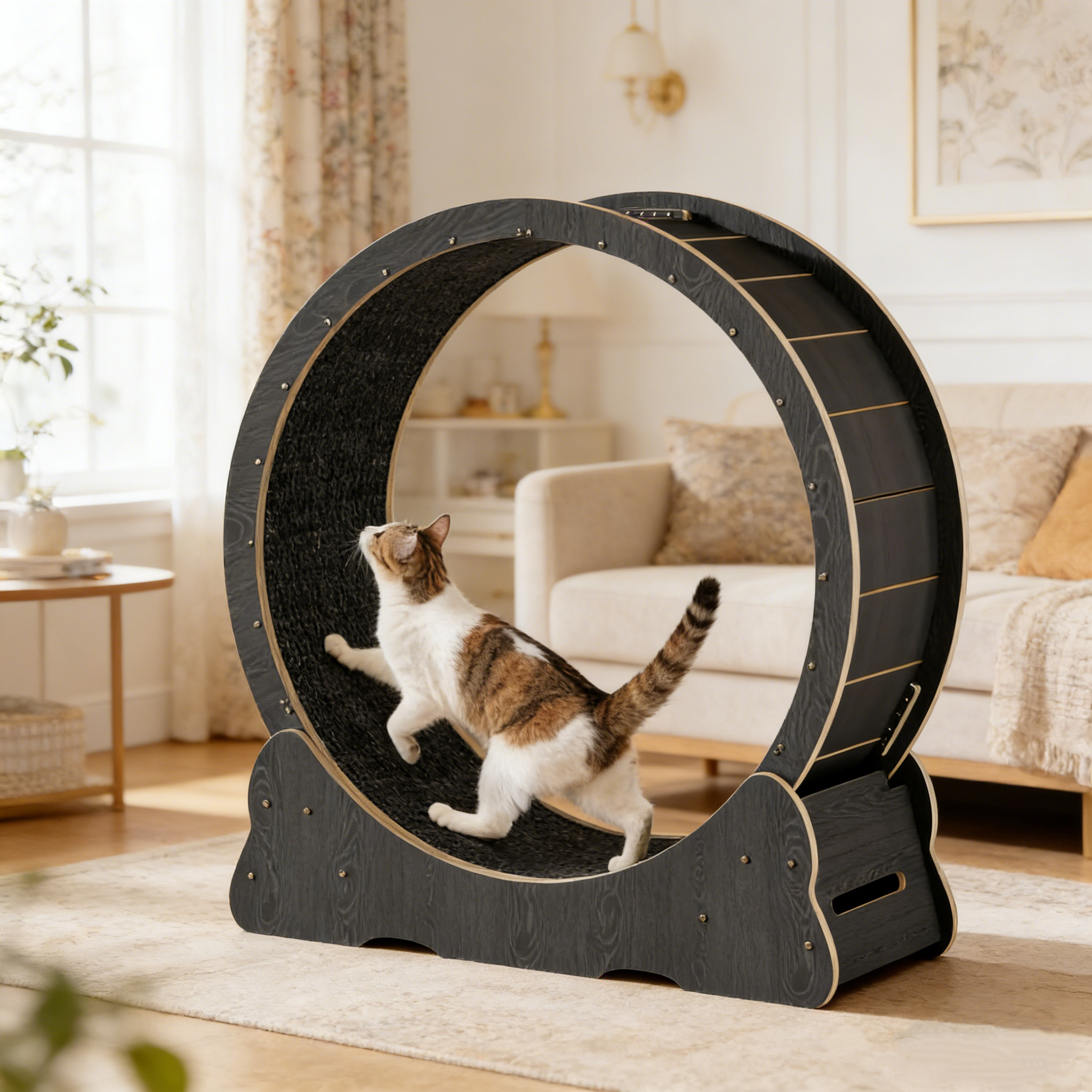 YODOLLA 35.8'' Cat Wheel Large Quiet Cat Treadmill, Black