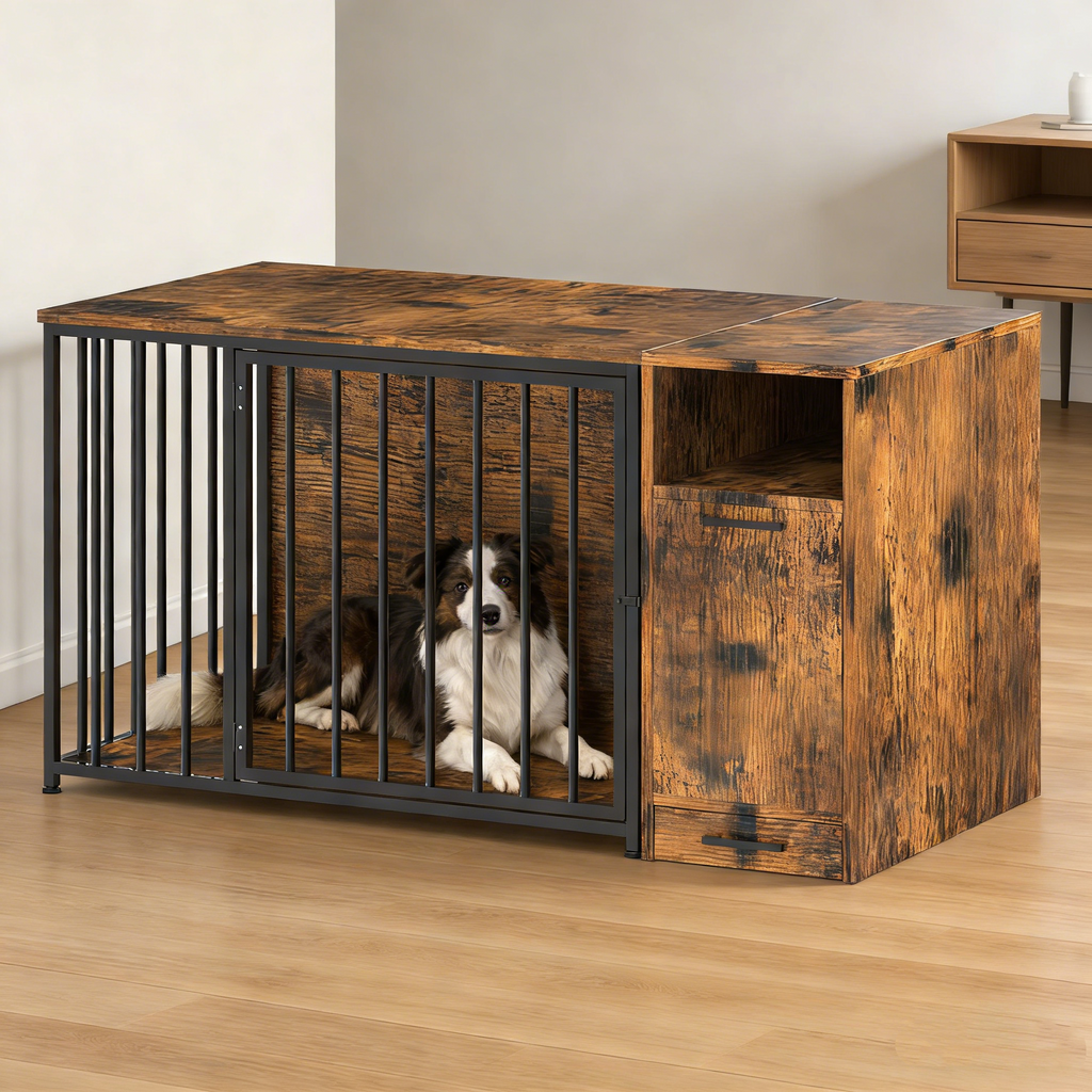 YODOLLA 42 Inch Dog Crate Furniture with Storage Cabinet