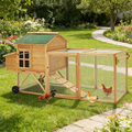 YODOLLA  96" Chicken Coop with Wheels, Large Outdoor Wooden Chicken Coop Chicken Run Pet Hutch Hen House with Run,Nesting Boxes, Ramps, Easy-Cleaning Tray for 6 Chickensbest