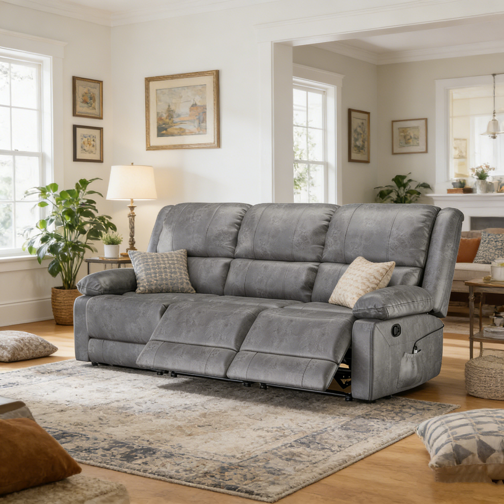 YODOLLA Reclining Sofa 3-Seater Couch, Graybest