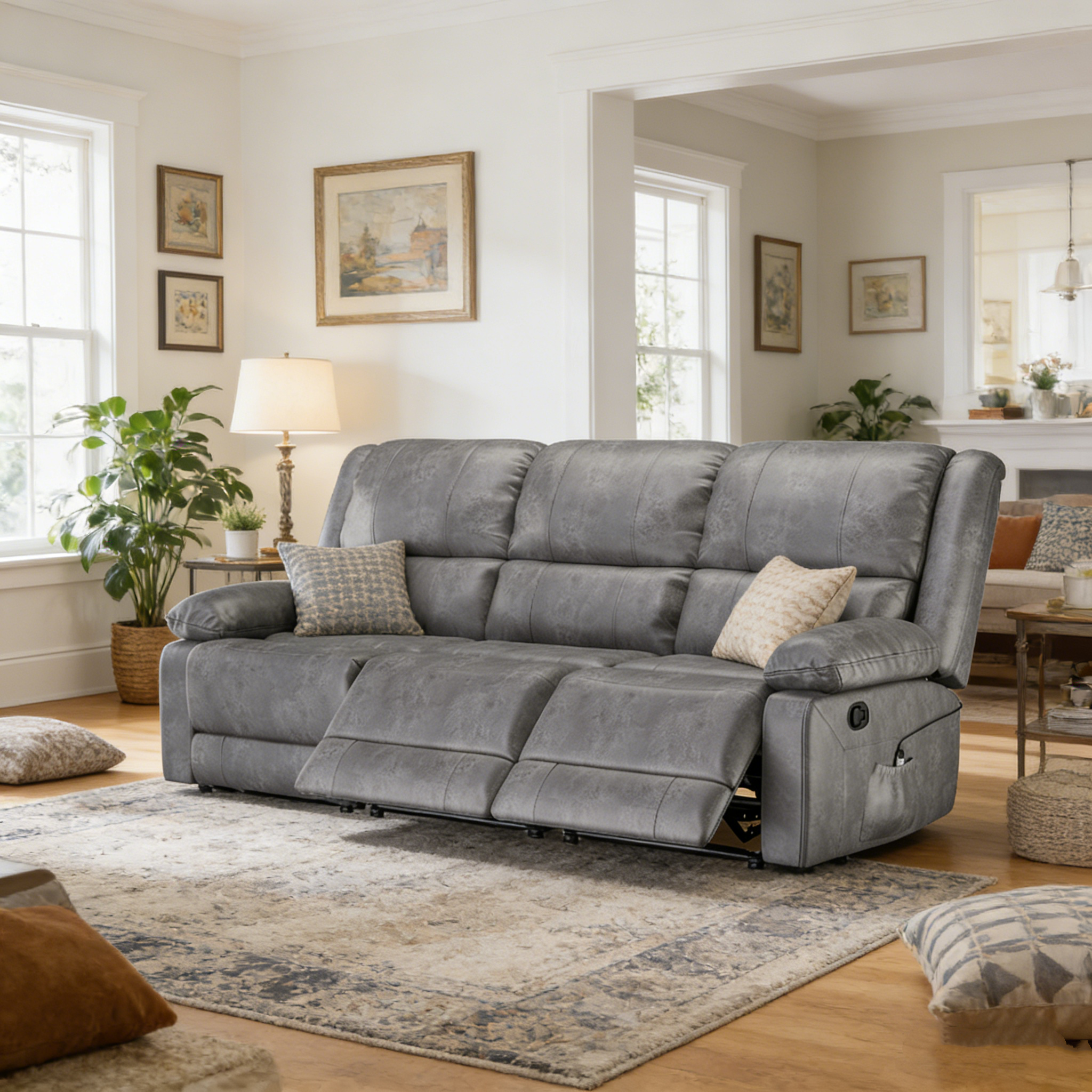 YODOLLA Reclining Sofa 3-Seater Couch, Graybest