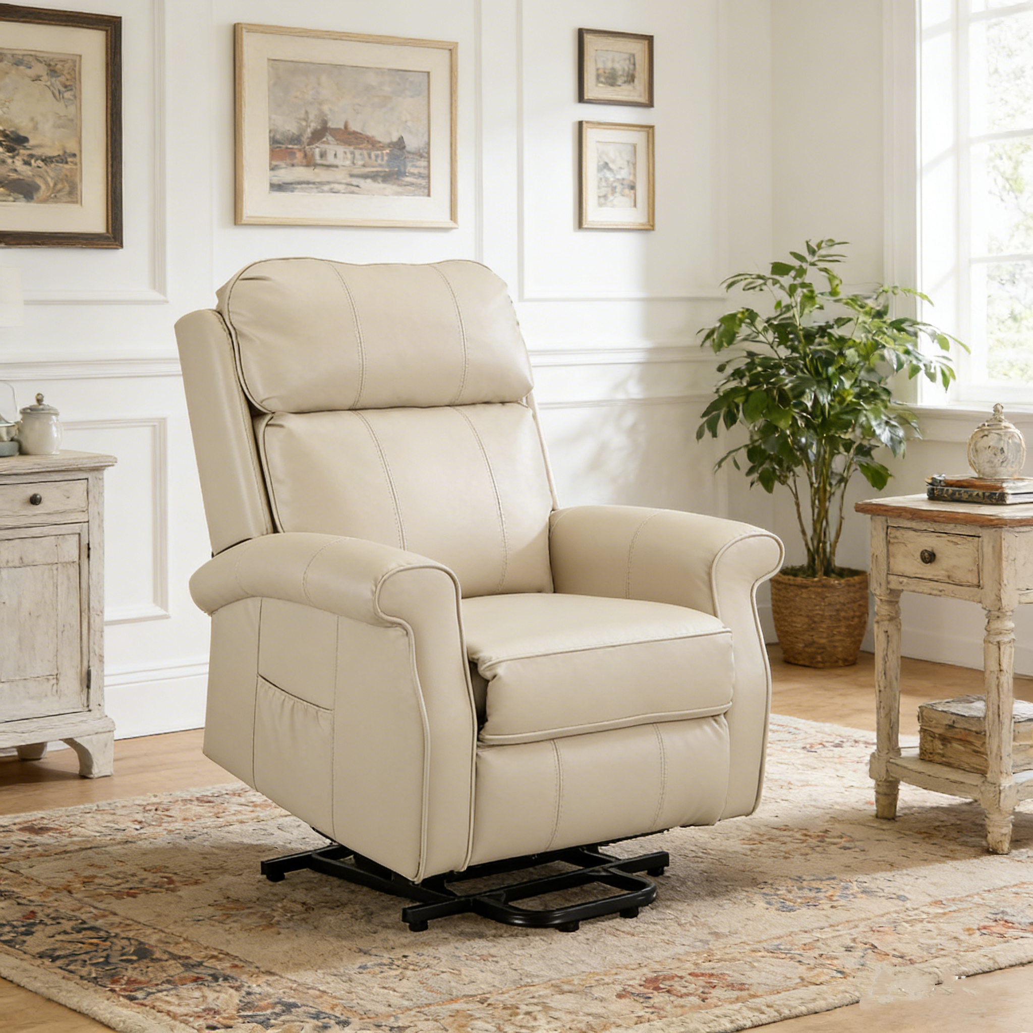 YODOLLA Electric Power Lift Recliner Chair for Elderly, Faux Leather, Cream Whitebest