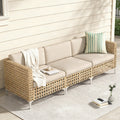 YODOLLA Outdoor Wicker Patio Furniture Sofa, 3 Seats Sofa