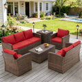 YODOLLA 7 Pieces Patio Furniture with Two Storage Boxes, Brown & Redbest