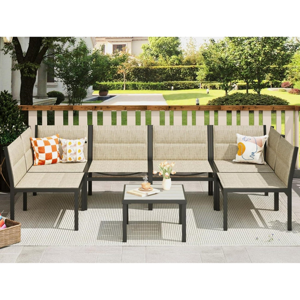 YODOLLA 7-Pc Sectional Patio Set Textilene Fabric, Yellowbest