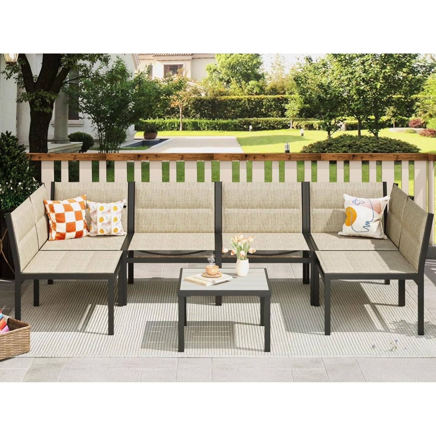 YODOLLA 7-Pc Sectional Patio Set Textilene Fabric, Yellowbest