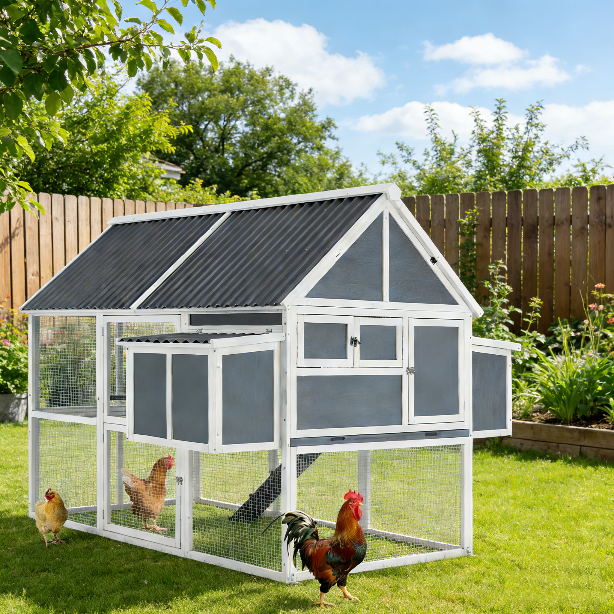 YODOLLA 84" Large Wooden Chicken Coop for 8-10 Chickens