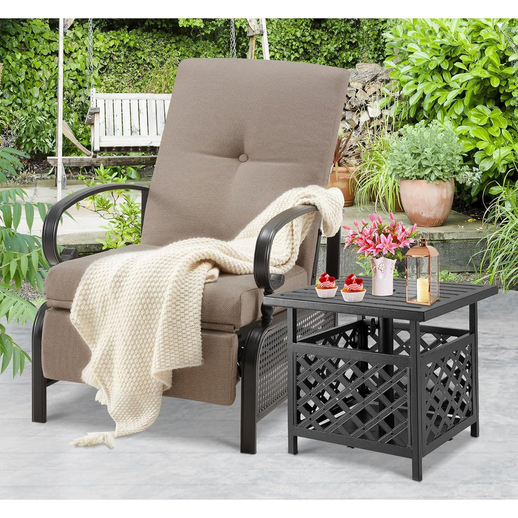 YODOLLA Outdoor Recliner Chairs Set of 2 with Side Table