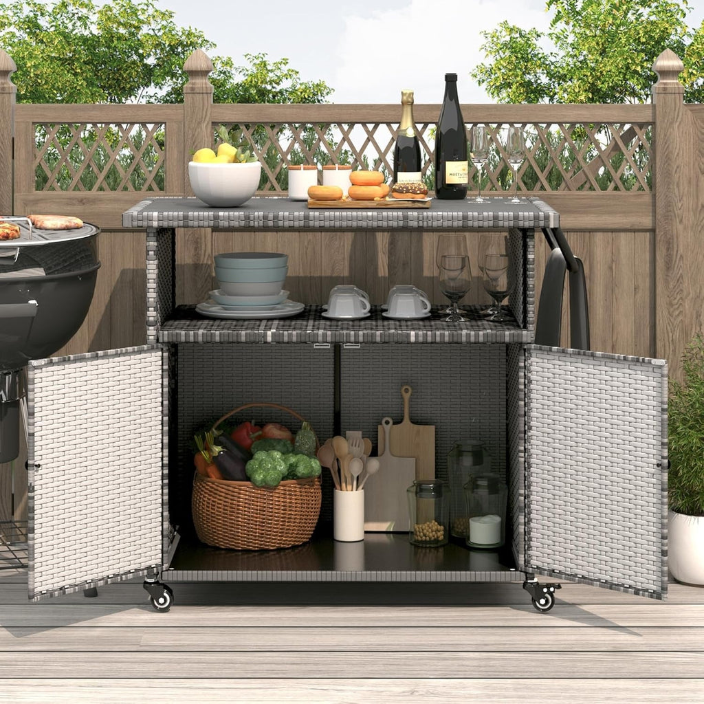 YODOLLA Grill Cart Outdoor with Storage, Graybest
