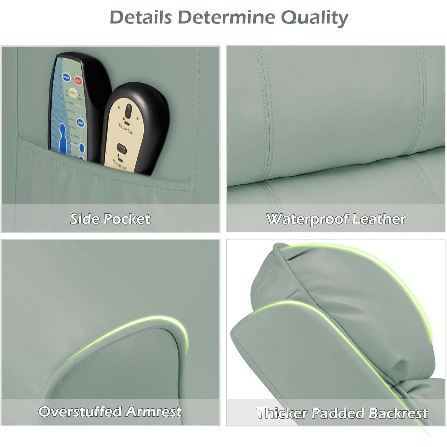 YODOLLA Electric Power Lift Recliner Chair for Elderly, Faux Leather, Mint Greenbest