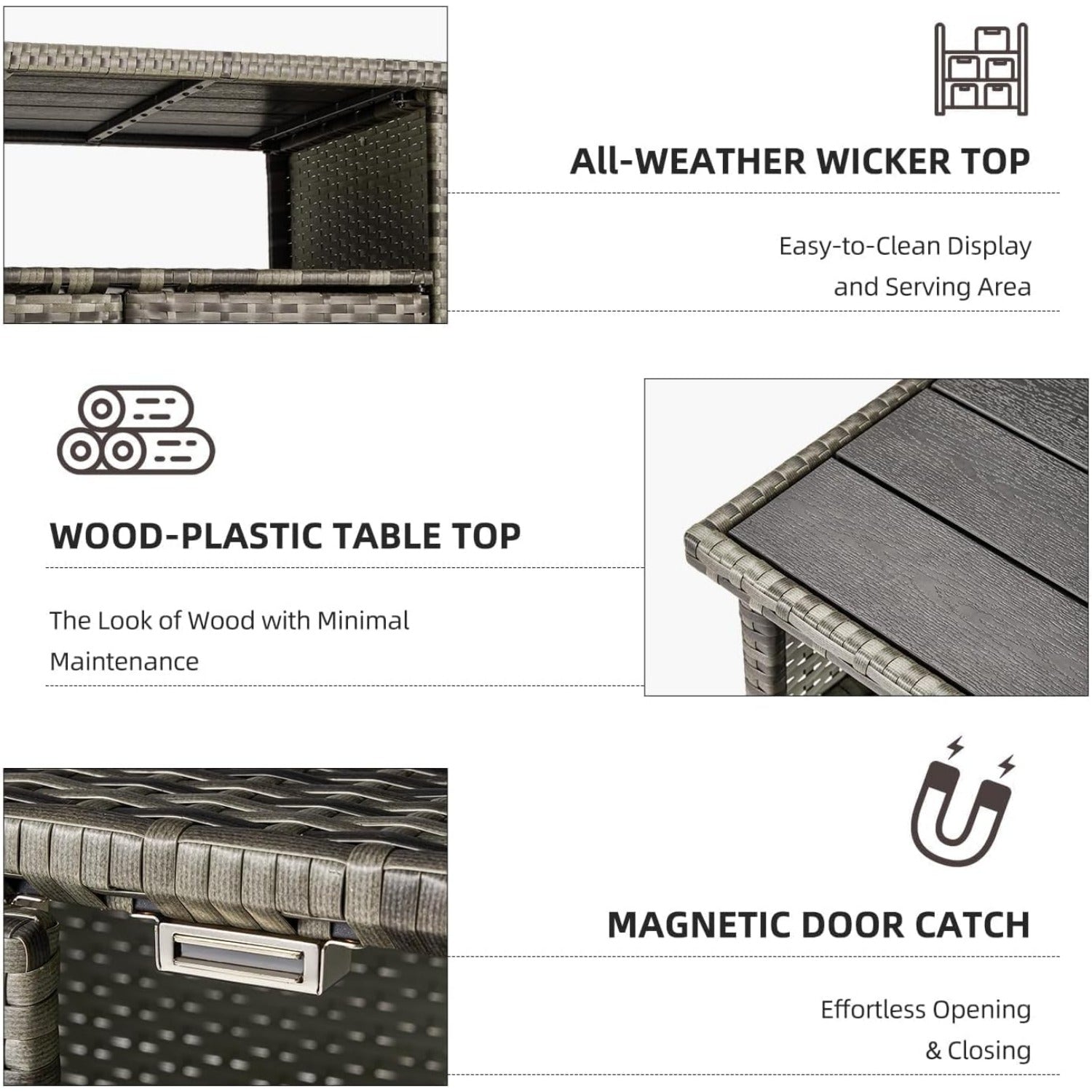 YODOLLA Outdoor Bar Cart with Storage Cabinet, Rattan Bar Table on Wheelsbest