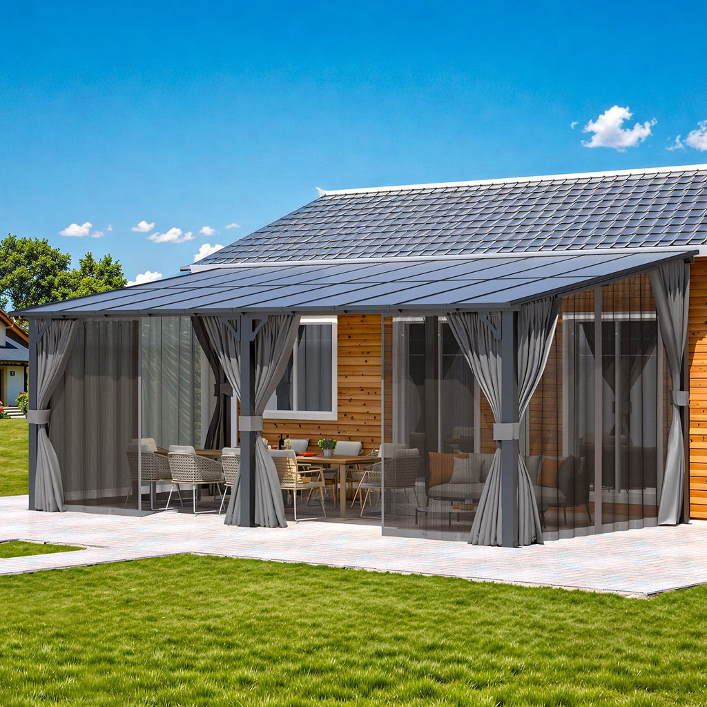 YODOLLA 20' x 10' Outdoo Gazebo for Patio with Curtains and Netting