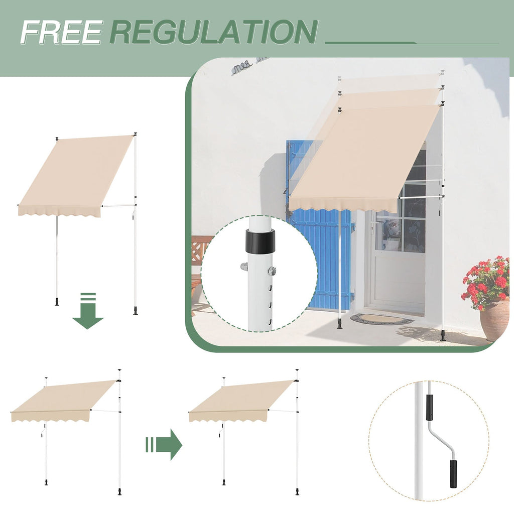 YODOLLA 59”×47” Manual Retractable Awning, Beige