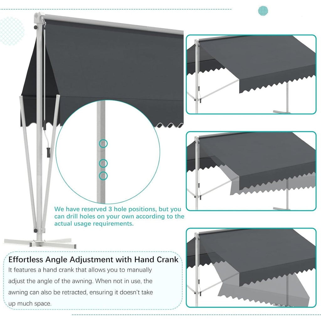 YODOLLA 13'x10' Dual Side Free Standing Retractable Awning, Dark Gray