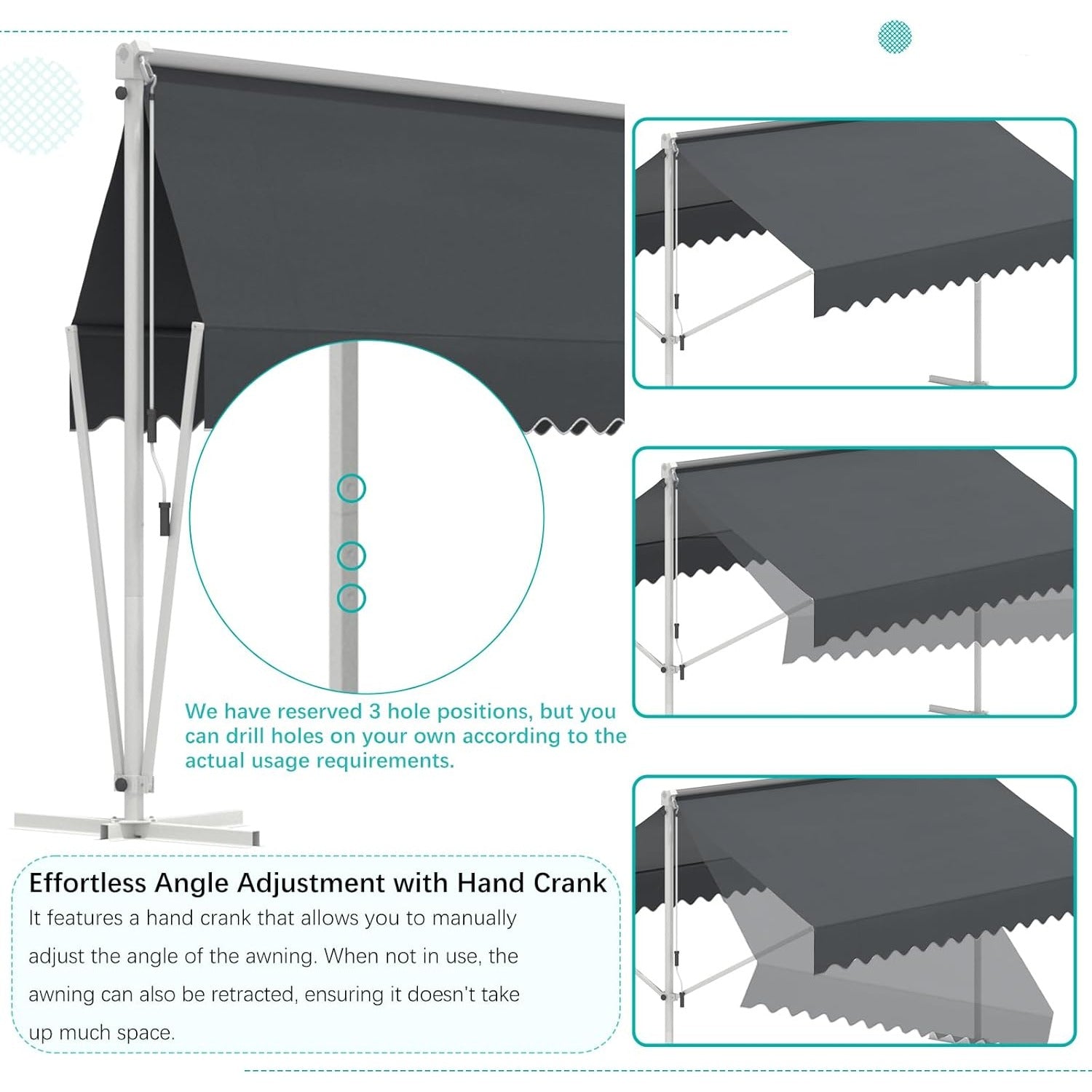 YODOLLA 13'x10' Dual Side Free Standing Retractable Awning, Dark Gray