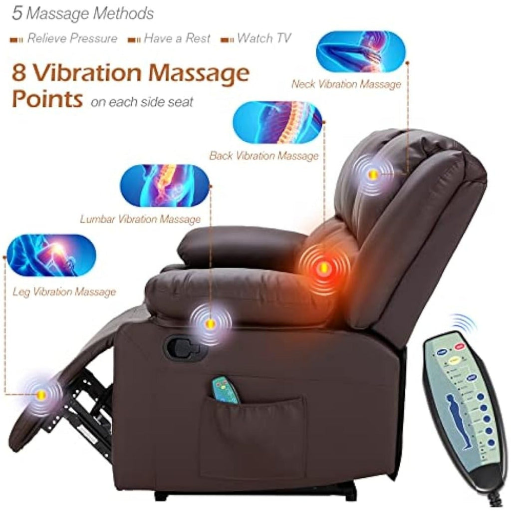 YODOLLA Reclining Sofa 3-Seater Couch, Brownbest