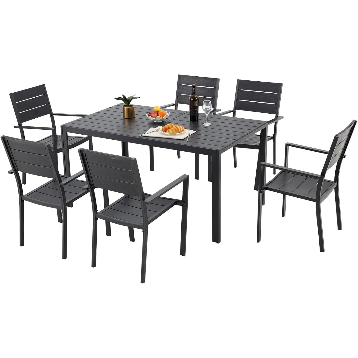 YODOLLA 7-Piece Aluminum Patio Table and Chairs Set