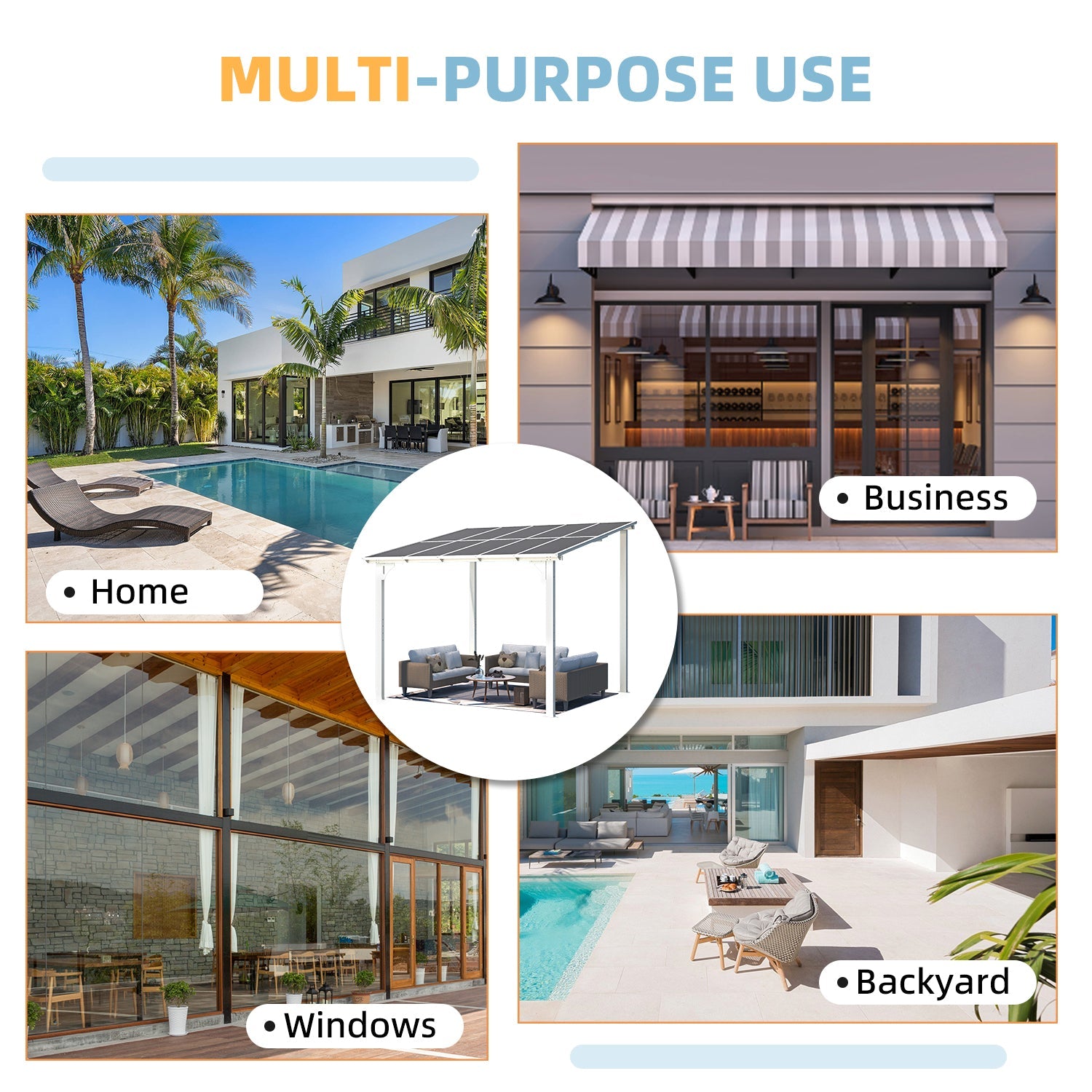 YODOLLA 10' x 8' Lean to Gazebo Pergola for Patio, White