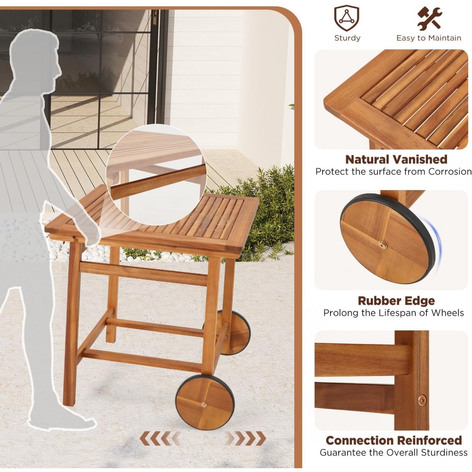 YODOLLA Outdoor Folding Chairs Set, Wooden Patio Dining Set