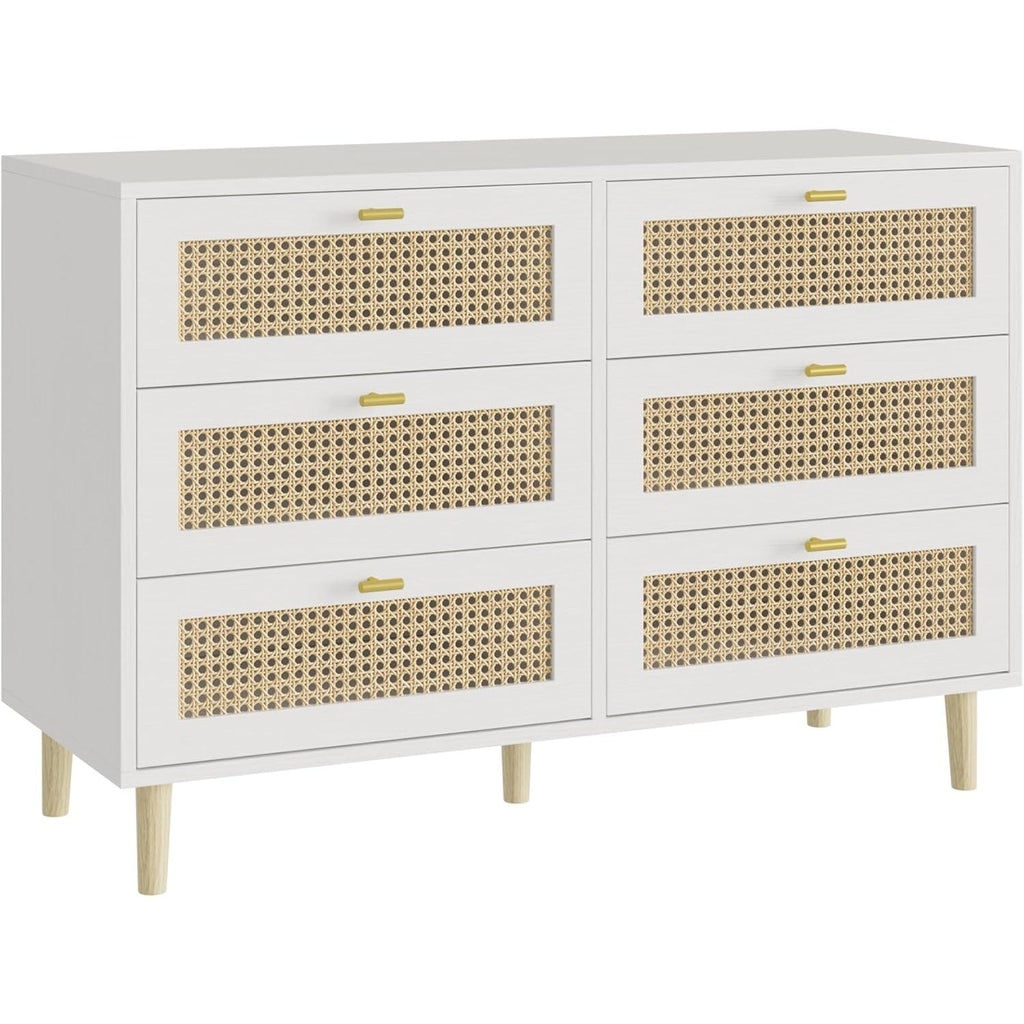 YODOLLA Wicker Dresser 6 Drawer Rattan Dresser, Whitebest