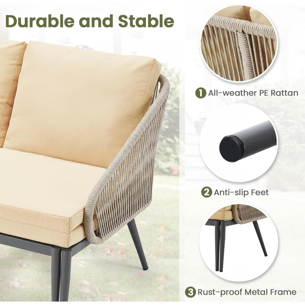 YODOLLA Outdoor Double Chaise Lounge Chair Convertible Patio Loveseat Sofa Couch