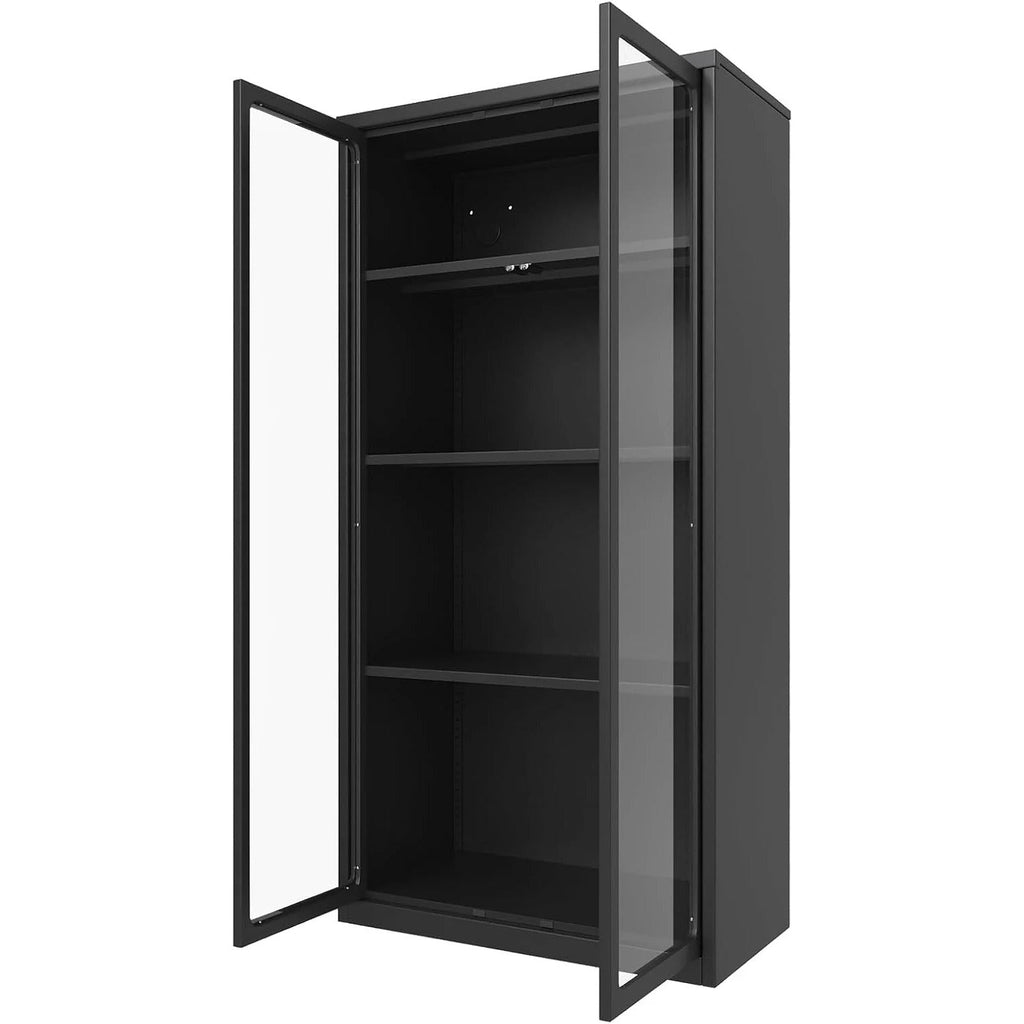 YODOLLA Display Cabinet with Acrylic Glass Doors and 3 Adjustable Shelves