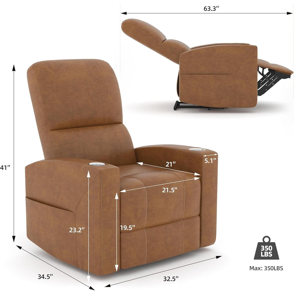 YODOLLA Recliner Sofa Chair, Faux Leather Brownbest